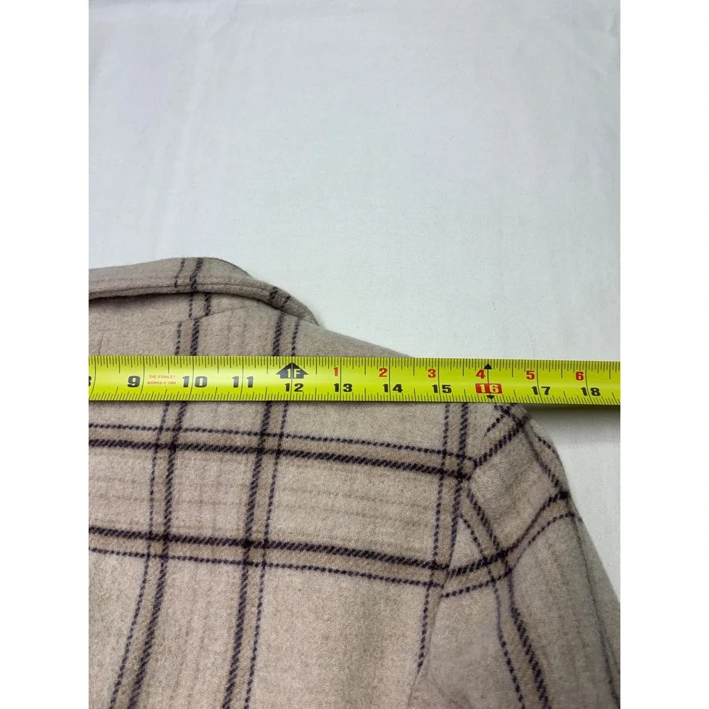LL Bean Wool Cashmere Plaid Blazer Jacket Beige‎ Tan 10P Petite 0WL13